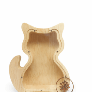 Ξύλινος κουμπαρας σε σχήμα "Γάτας"