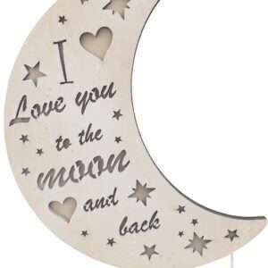 Ξύλινο Φωτιστικό “I Love You to the Moon and Back” – Σε σχήμα Μισοφέγγαρου