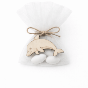 Μπομπονιέρα Δελφίνι από Ξύλο & Τούλι