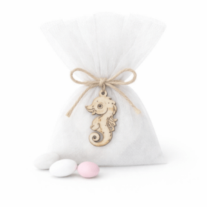 Μπομπονιέρα Ιππόκαμπος από Ξύλο & Τούλι