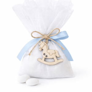 Μπομπονιέρα Αλογάκι Κουνιστό  1 από Ξύλο & Τούλι