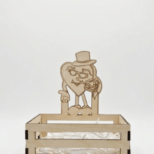 Διακοσμητικό Ξύλινο Καλαθάκι Καρδιά