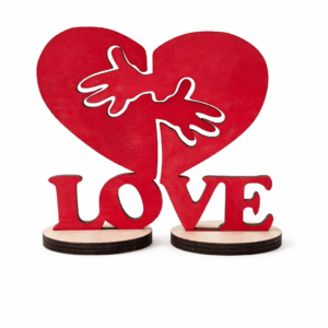 Ξύλινο Διακοσμητικό “LOVE” με Καρδιά & Χέρια