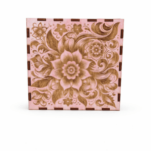 Ξύλινο Κουτί Διακόσμησης με Floral Χάραξη