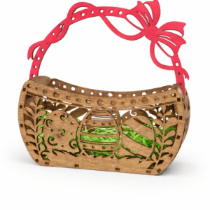 Διακοσμητικό Ξύλινο Καλάθι Πάσχα με Φιόγκο